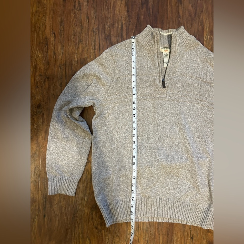 Dockers Tan Quarter Zip-Up Pullover Sweater Men’s Size Large Cotton - Picture 7 of 8